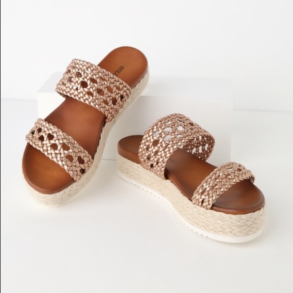 Rose Gold Espadrille Flatform Sandals